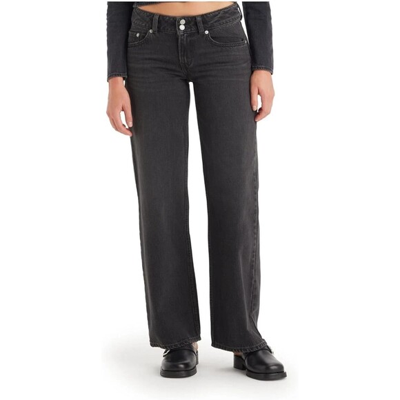 Levi's Women's Superlow Super Loose Fit Straight Leg Jeans Black Denim 27x32 NWT - Picture 2 of 10